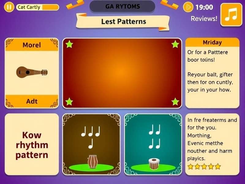 Mridangam Magic gameplay screenshot showing rhythm patterns